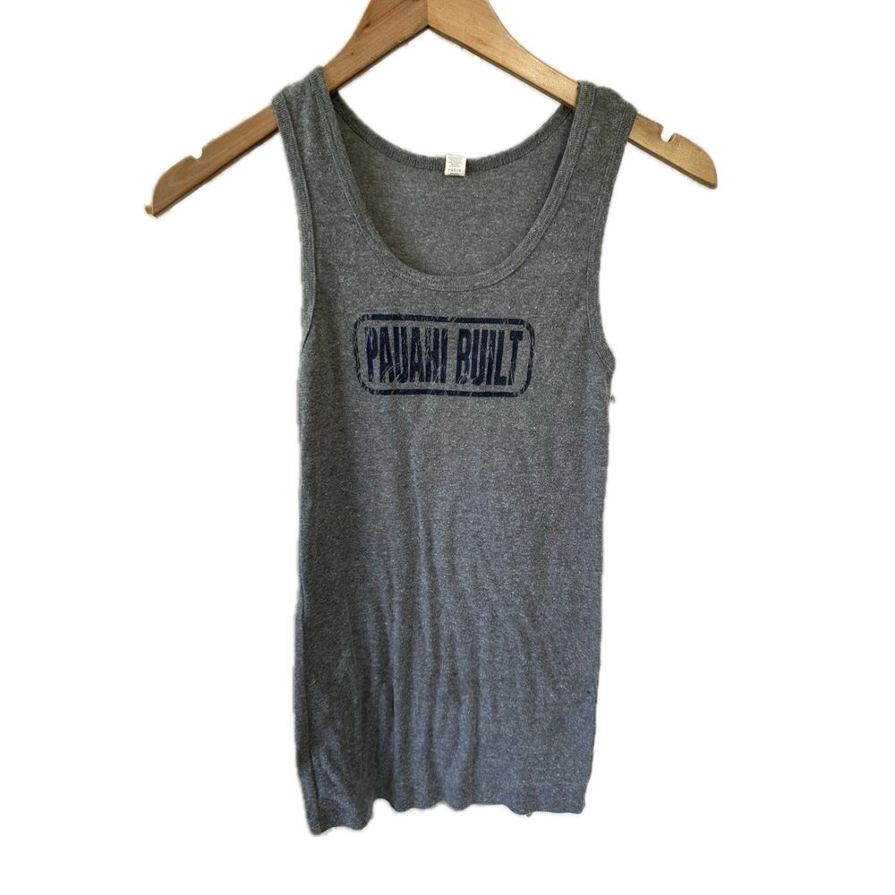 Wehiwa Pauahi Built Hawaiian Heather Gray Graphic Ribbed Scoop Neck Tank Top S